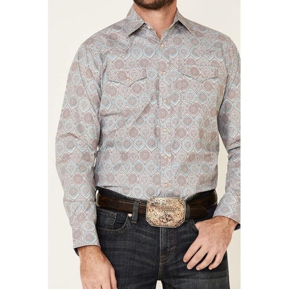 Wrangler Retro Men's XXL Medallion Geo Print Long Sleeve Western Shirt  Multi